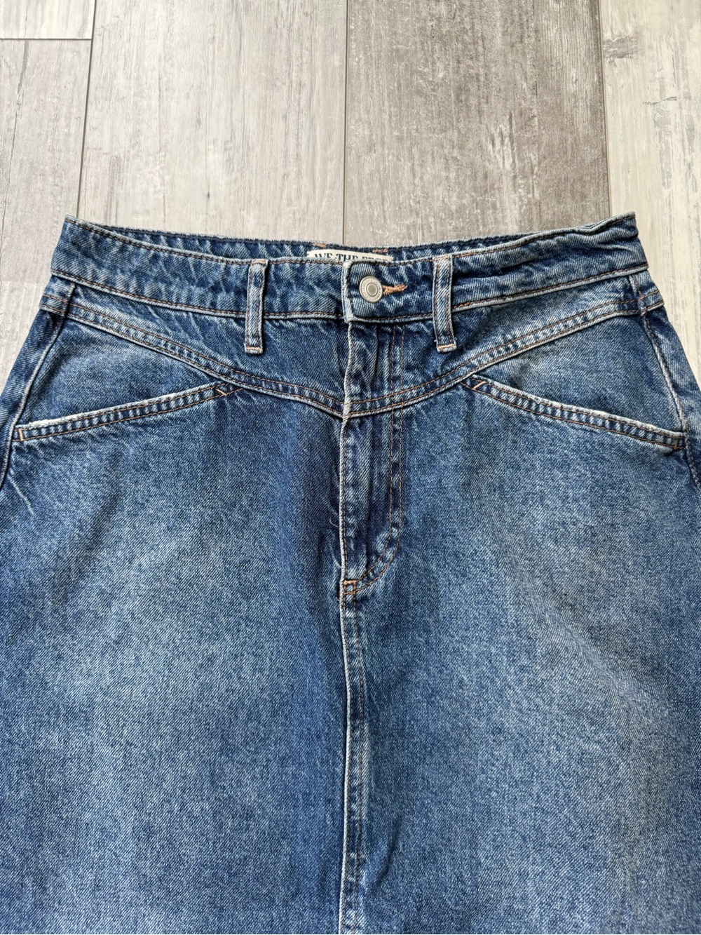 Free People We The Free Come As You Are Denim Maxi Skirt Size 8 Dark Indigo - Picture 4 of 9